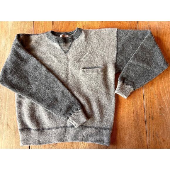 Vintage Norm Thompson Wool Sweater Men's Large Grey Pullover Pocket Portland - Picture 1 of 8